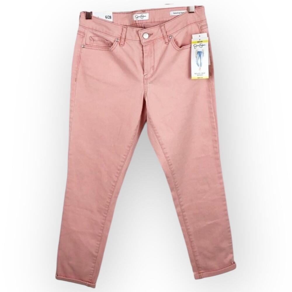 Jessica Simpson Rolled Crop Skinny Jeans Pink Size 6 - Picture 3 of 11